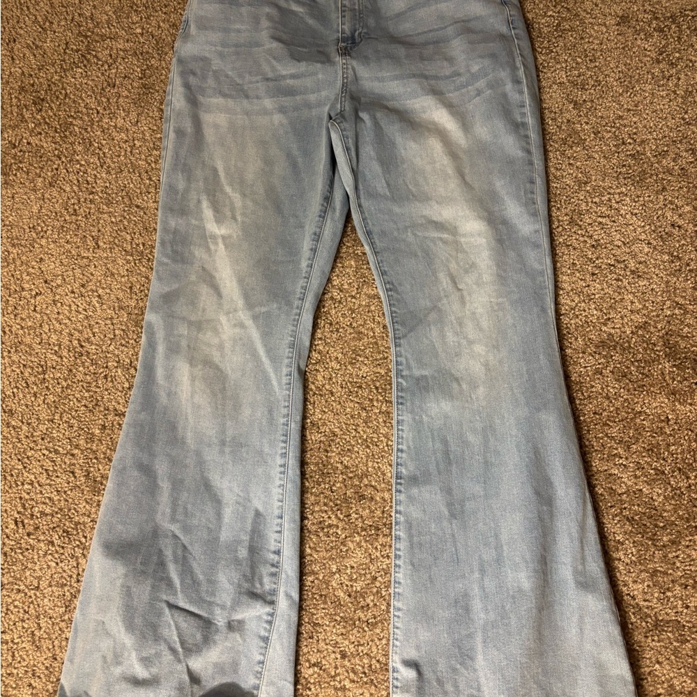 Fashion Nova Blue Flare Wide Leg Jeans